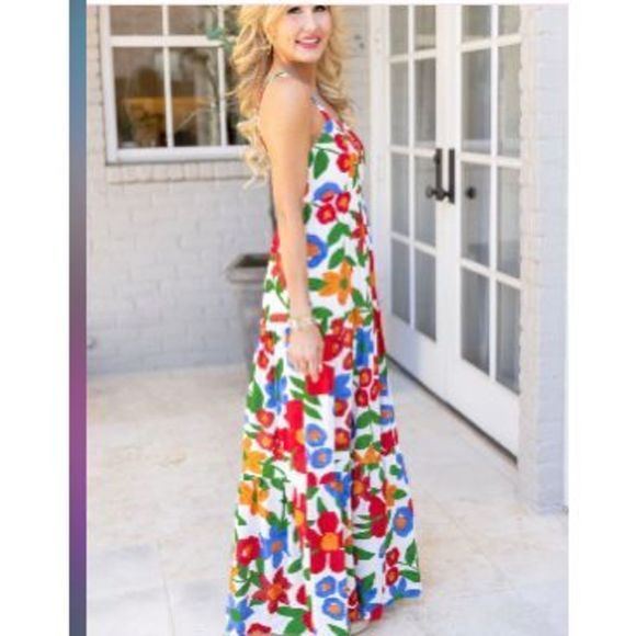 🆕NWT✨SKIES ARE BLUE✨PRIME FLORAL SLEEVELESS MAXI SUNDRESS - Picture 3 of 5
